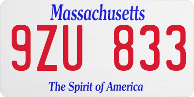 MA license plate 9ZU833