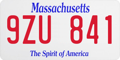 MA license plate 9ZU841