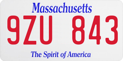 MA license plate 9ZU843