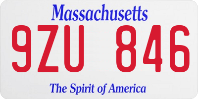 MA license plate 9ZU846