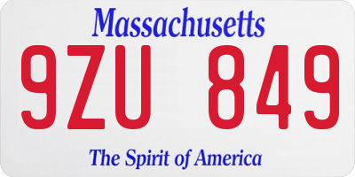 MA license plate 9ZU849