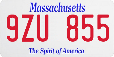 MA license plate 9ZU855