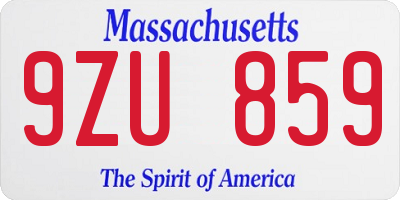 MA license plate 9ZU859