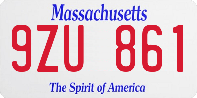 MA license plate 9ZU861