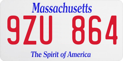 MA license plate 9ZU864