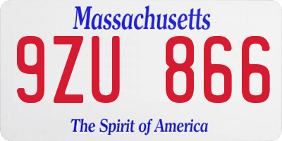 MA license plate 9ZU866