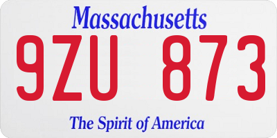 MA license plate 9ZU873
