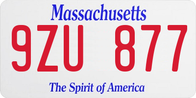 MA license plate 9ZU877