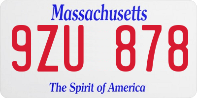 MA license plate 9ZU878