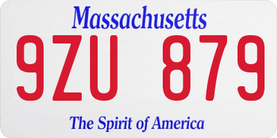 MA license plate 9ZU879