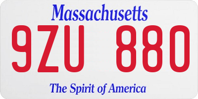 MA license plate 9ZU880