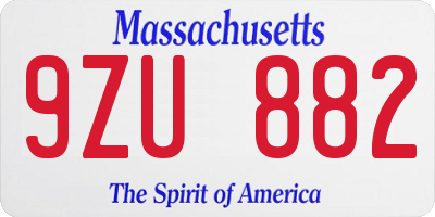 MA license plate 9ZU882