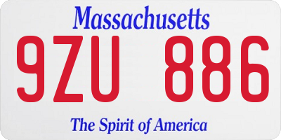 MA license plate 9ZU886