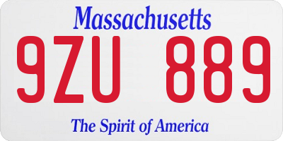 MA license plate 9ZU889
