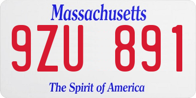 MA license plate 9ZU891