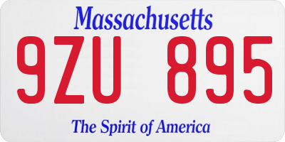 MA license plate 9ZU895