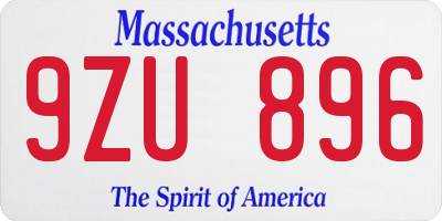 MA license plate 9ZU896