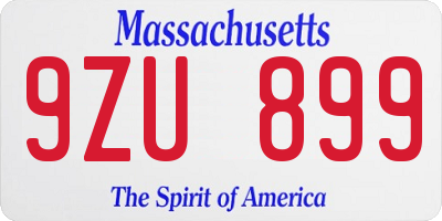 MA license plate 9ZU899