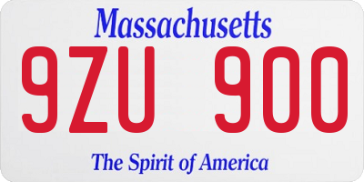 MA license plate 9ZU900