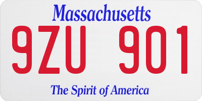 MA license plate 9ZU901