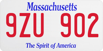 MA license plate 9ZU902