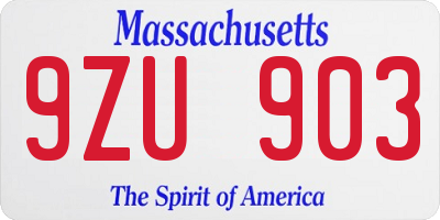 MA license plate 9ZU903