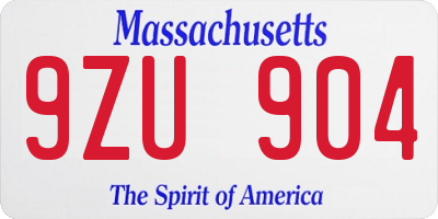 MA license plate 9ZU904