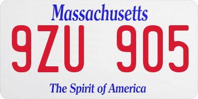 MA license plate 9ZU905