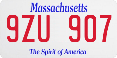 MA license plate 9ZU907