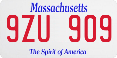 MA license plate 9ZU909