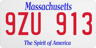 MA license plate 9ZU913