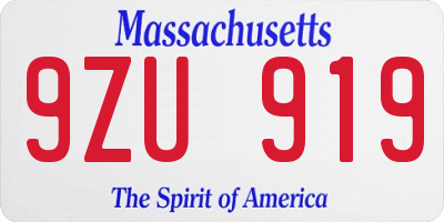 MA license plate 9ZU919