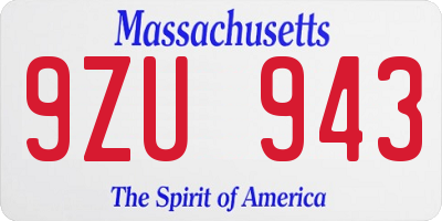 MA license plate 9ZU943