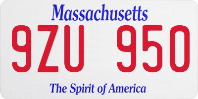 MA license plate 9ZU950