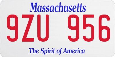 MA license plate 9ZU956