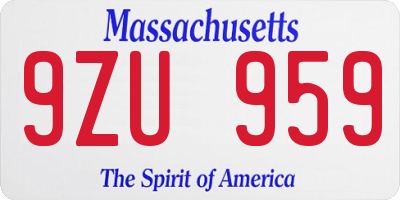 MA license plate 9ZU959