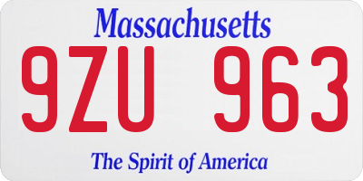 MA license plate 9ZU963