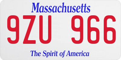 MA license plate 9ZU966