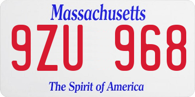 MA license plate 9ZU968