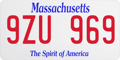 MA license plate 9ZU969