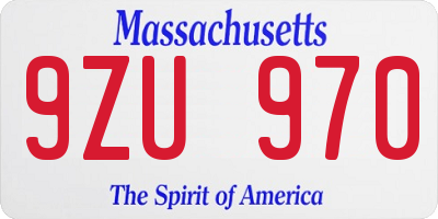 MA license plate 9ZU970