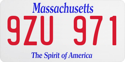 MA license plate 9ZU971