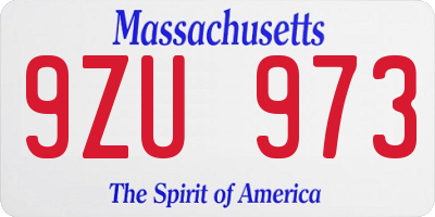 MA license plate 9ZU973