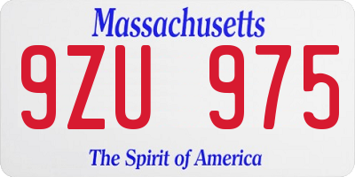 MA license plate 9ZU975