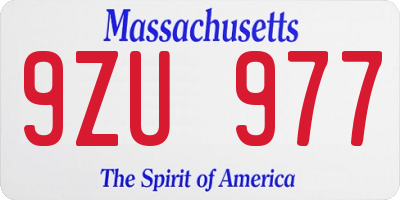 MA license plate 9ZU977