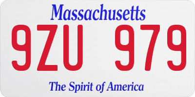 MA license plate 9ZU979