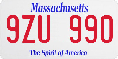 MA license plate 9ZU990