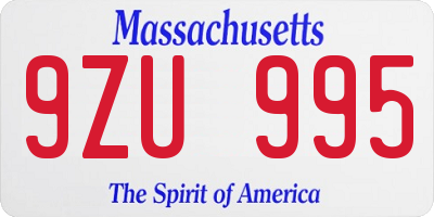 MA license plate 9ZU995