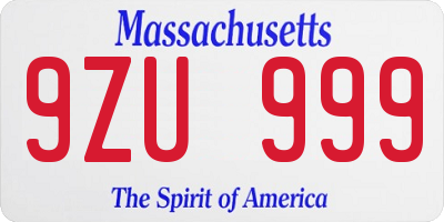 MA license plate 9ZU999