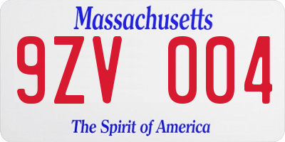 MA license plate 9ZV004